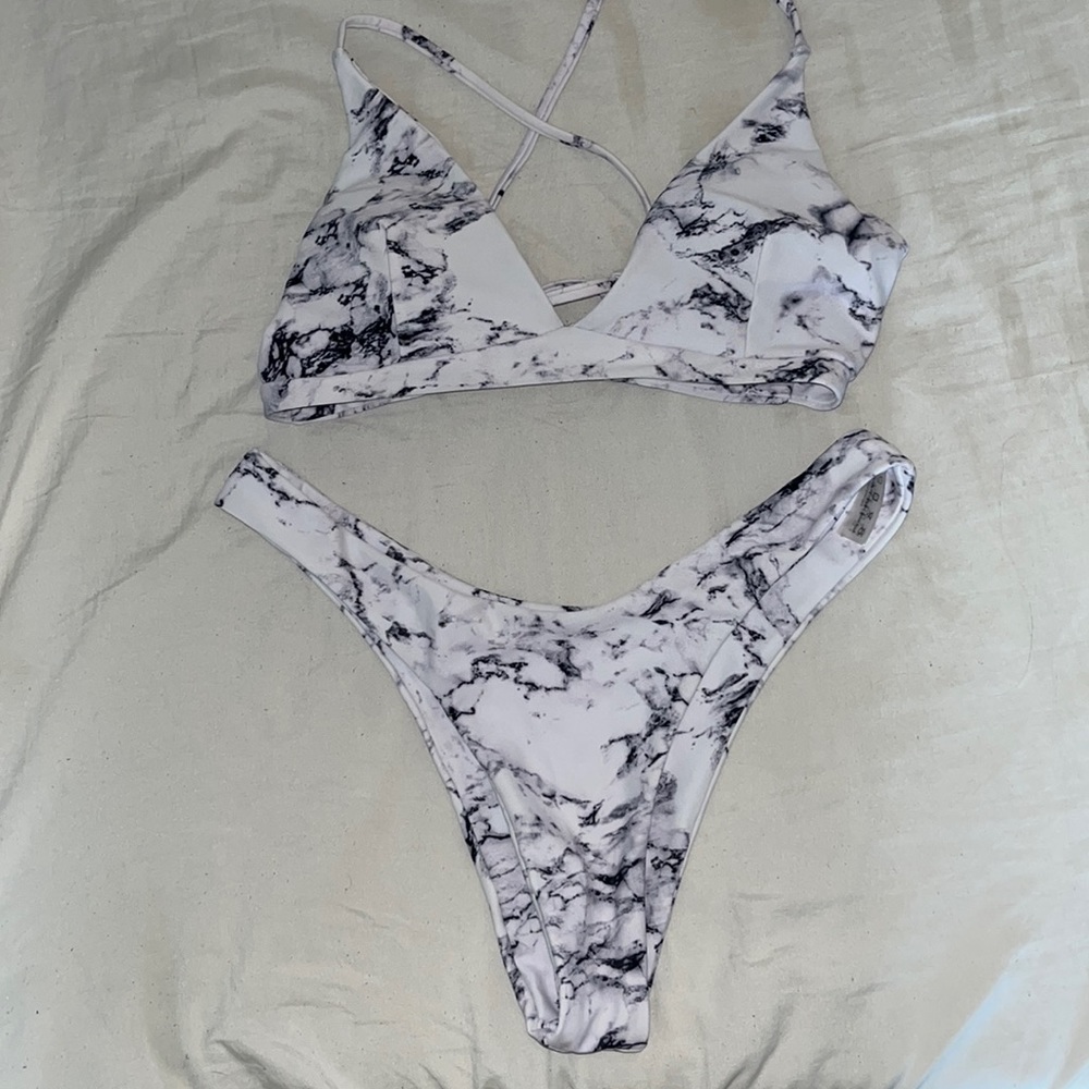 Zaful marble high waisted bikini